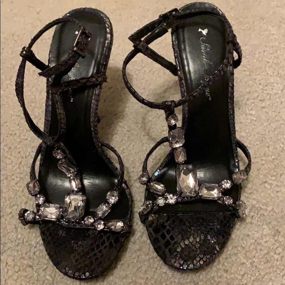 Black Rhinestone Heels